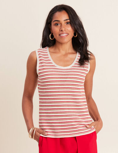 Débardeur crochet rouge femme