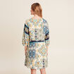 Robe évasée fluide manches 3/4 bleu femme