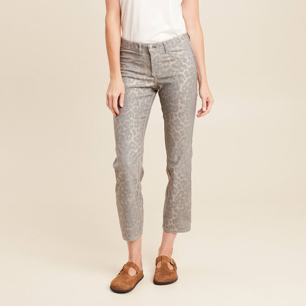Pantalon réversible droit 7/8ème vert olive femme