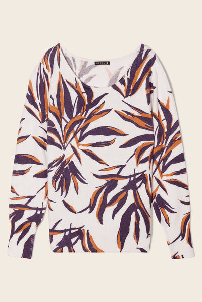 Pull manches longues creme femme