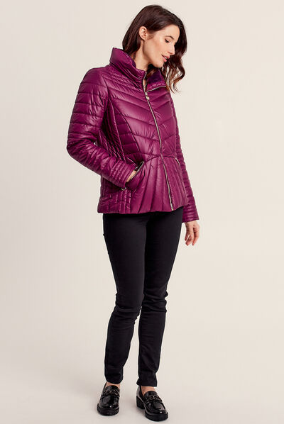 Doudoune courte cintrée déperlante violet foncé femme