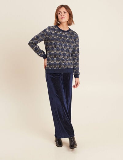 T-shirt manches longues bleu femme