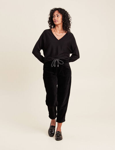 Pull manches longues noir femme