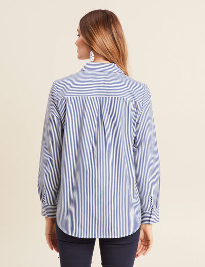 Chemise manches longues brodée bleu femme