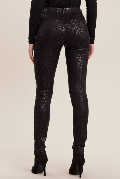 Pantalon ajusté enduit 7/8ème couleur bronze femme