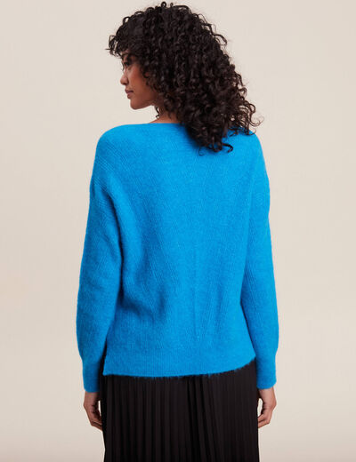 Pull manches longues bleu femme