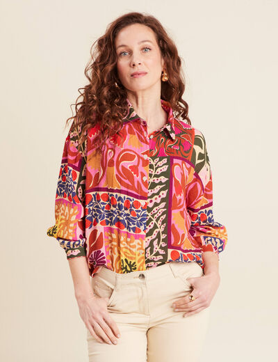 Chemise manches longues rose clair femme