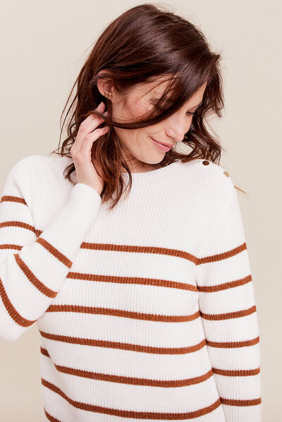 Pull confectionné en France marron femme