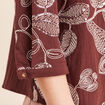 Blouse col tunisien manches 3/4 marron femme