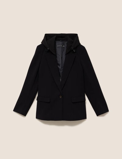 Blazer avec capuche amovible doubl&eacute; noir femme