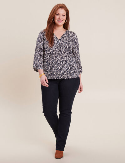 Blouse manches 3/4 noir femme