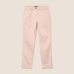 Pantalon coupe chino taille bascul&eacute;e rose poudr&eacute;e femme