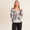 Pull col v &agrave; sequins gris femme