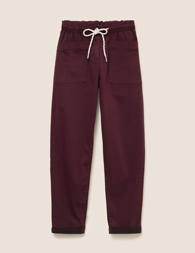 Pantalon coupe mom 7/8&egrave;me bordeaux femme