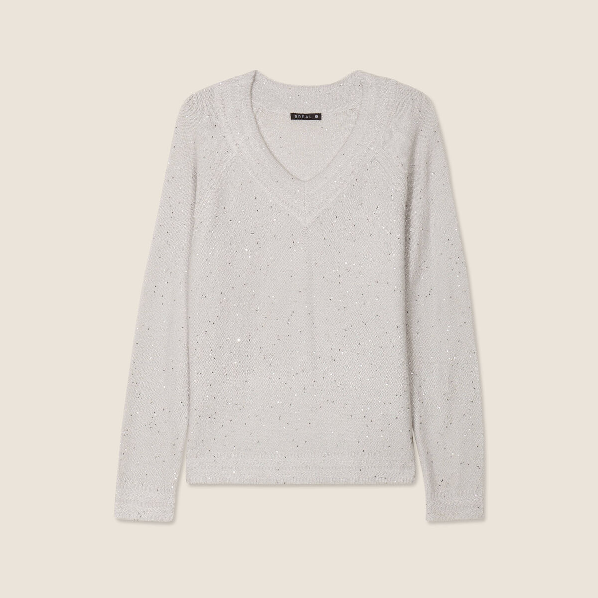 Pull manches longues gris clair femme