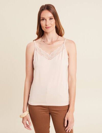 Débardeur thermo-douceur bretelles fines beige femme