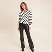 Pull col rond manches longues noir femme