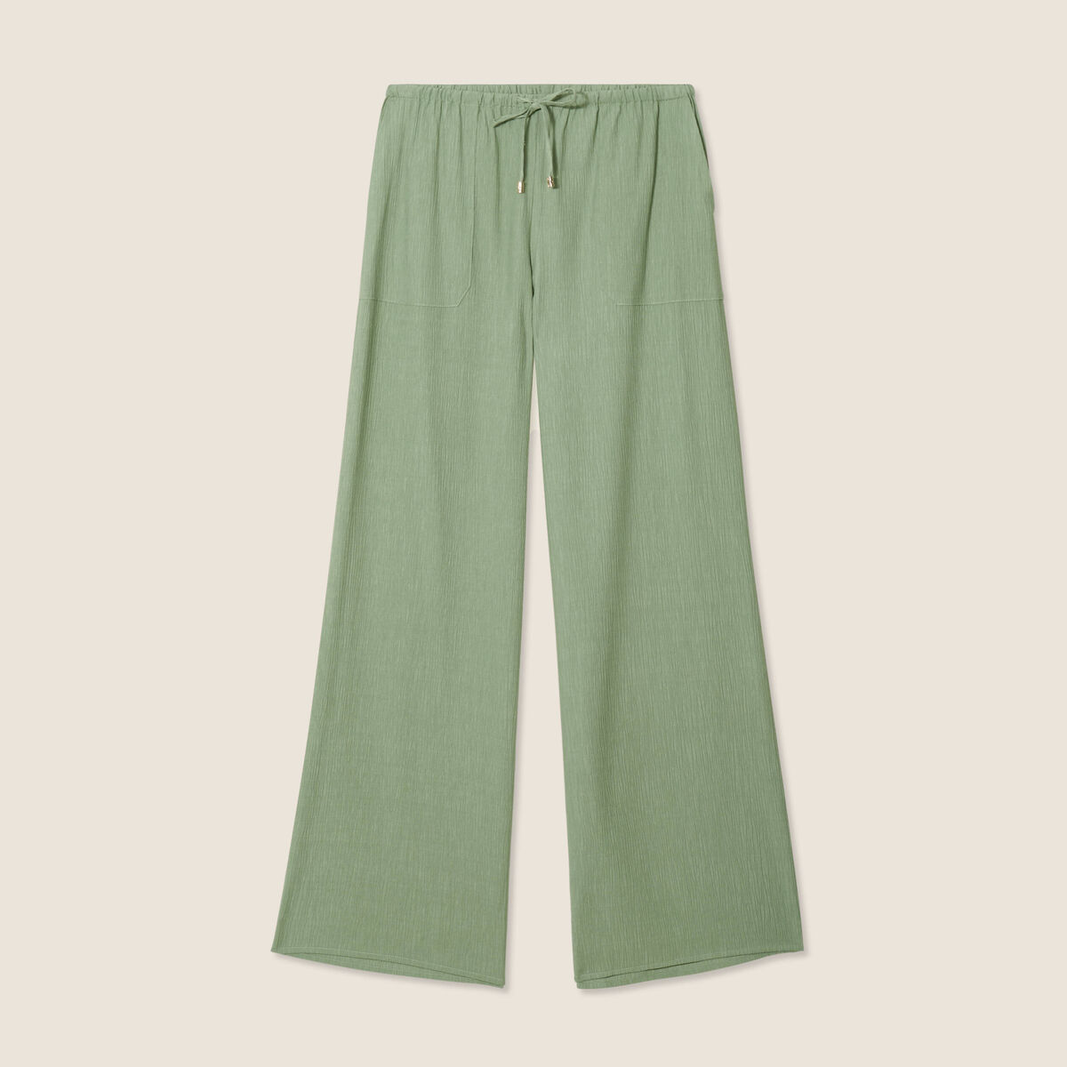 Pantalon large fluide vert kaki femme