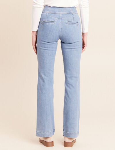Jean coupe bootcut taille haute denim bleach femme
