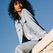 Veste boutonnée bleu clair femme