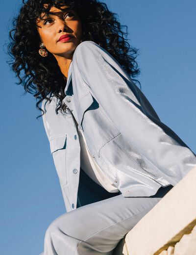 Veste boutonnée bleu clair femme