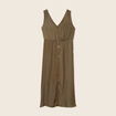 Robe midi évasée satin vert kaki femme