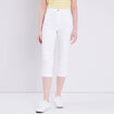 Pantacourt droit taille haute blanc femme
