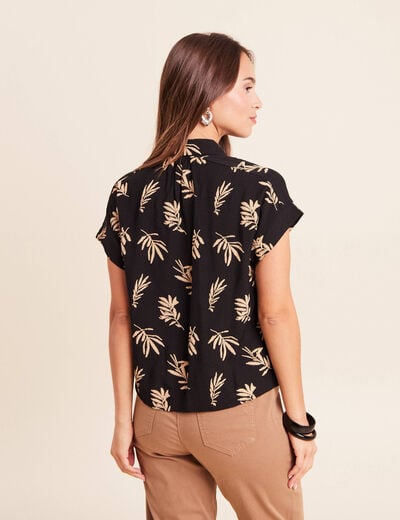 Chemise ample manches courtes noir femme
