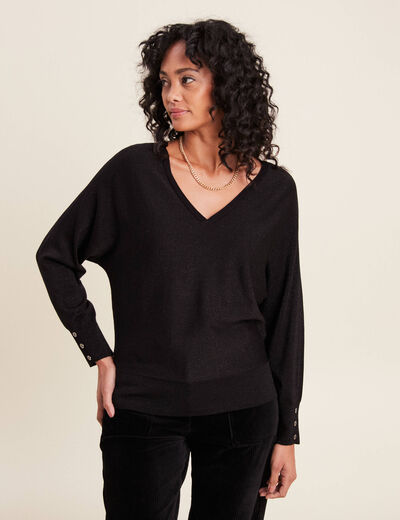 Pull manches longues noir femme