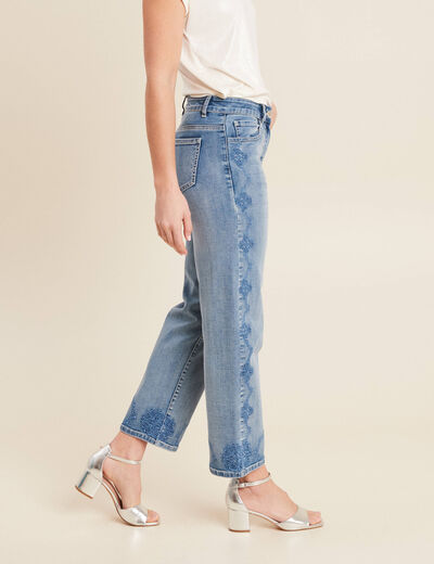 Jean large 7/8ème denim double stone femme