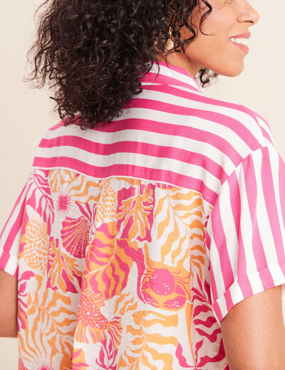 Chemise fluide manches courtes rose fushia femme