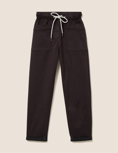 Pantalon coupe mom 7/8&egrave;me marron fonc&eacute; femme