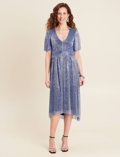 Robe longue évasée bleu ciel femme