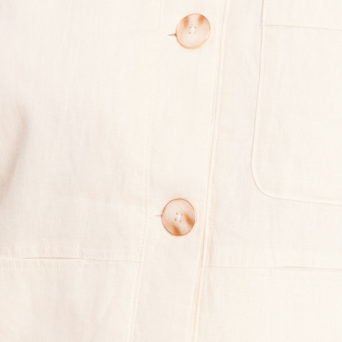 Veste courte droite manches longues beige femme