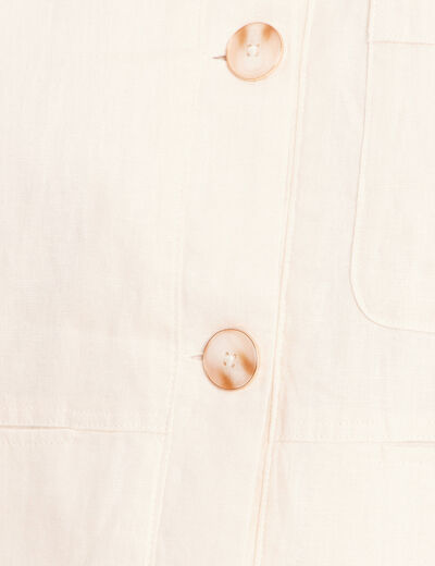Veste courte droite manches longues beige femme