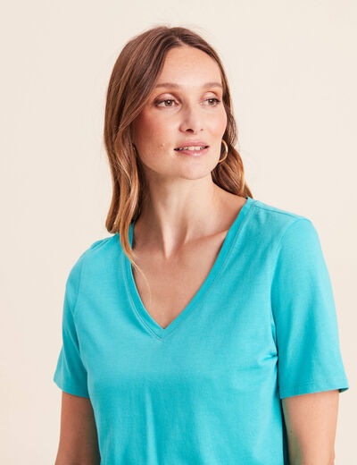 T-shirt manches courtes vert turquoise femme