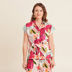 Chemise fluide manches courtes rose femme