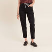 Pantalon coupe droite à coulisse noir femme