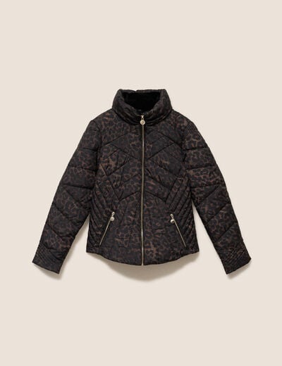 Doudoune d&eacute;perlante droite zipp&eacute;e marron femme