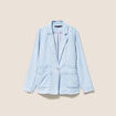 Veste longue cintr&eacute;e en jean doubl&eacute;e denim bleach femme