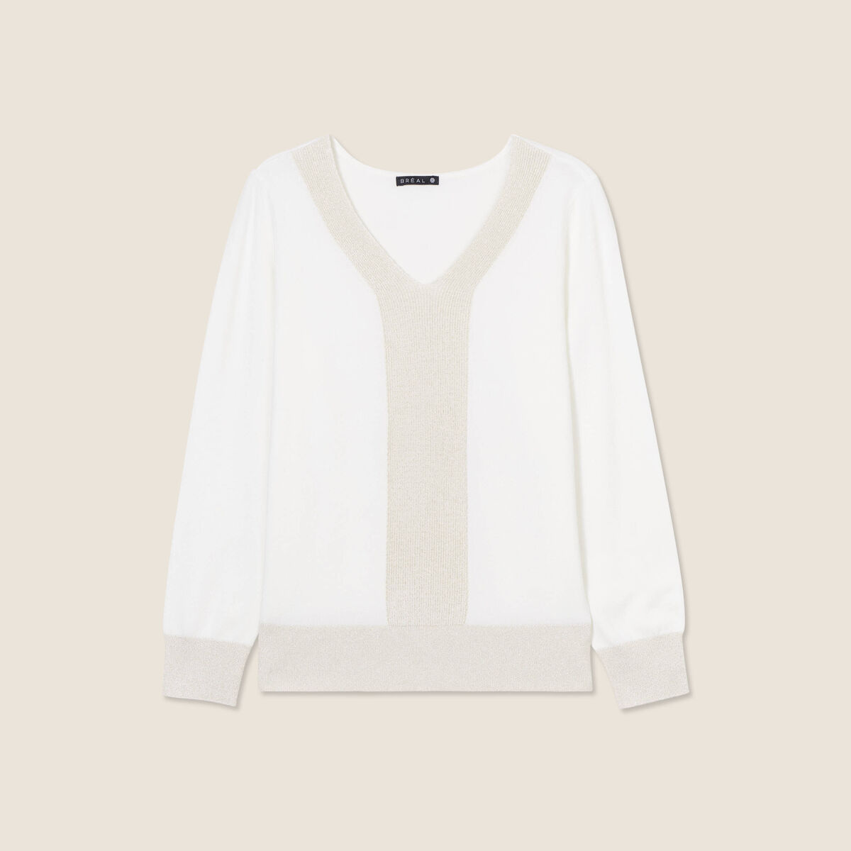 Pull manches longues ecru femme