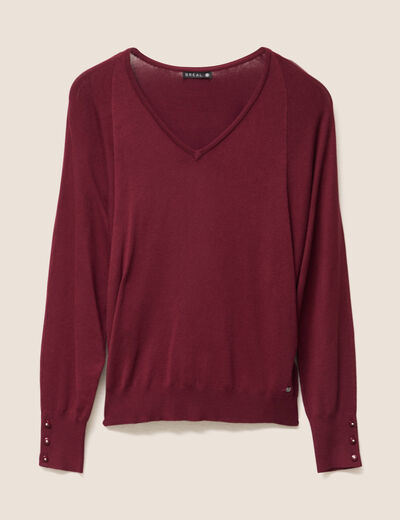 Pull manches longues bordeaux femme