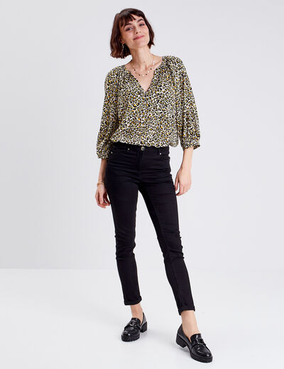 Blouse manches 3/4 beige femme