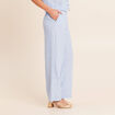 Pantalon large taille haute bleu femme