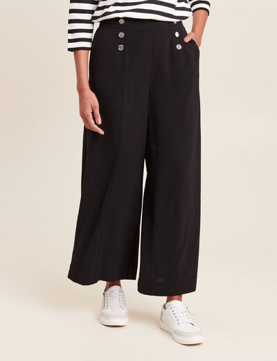 Pantalon carotte fluide 7/8ème noir femme