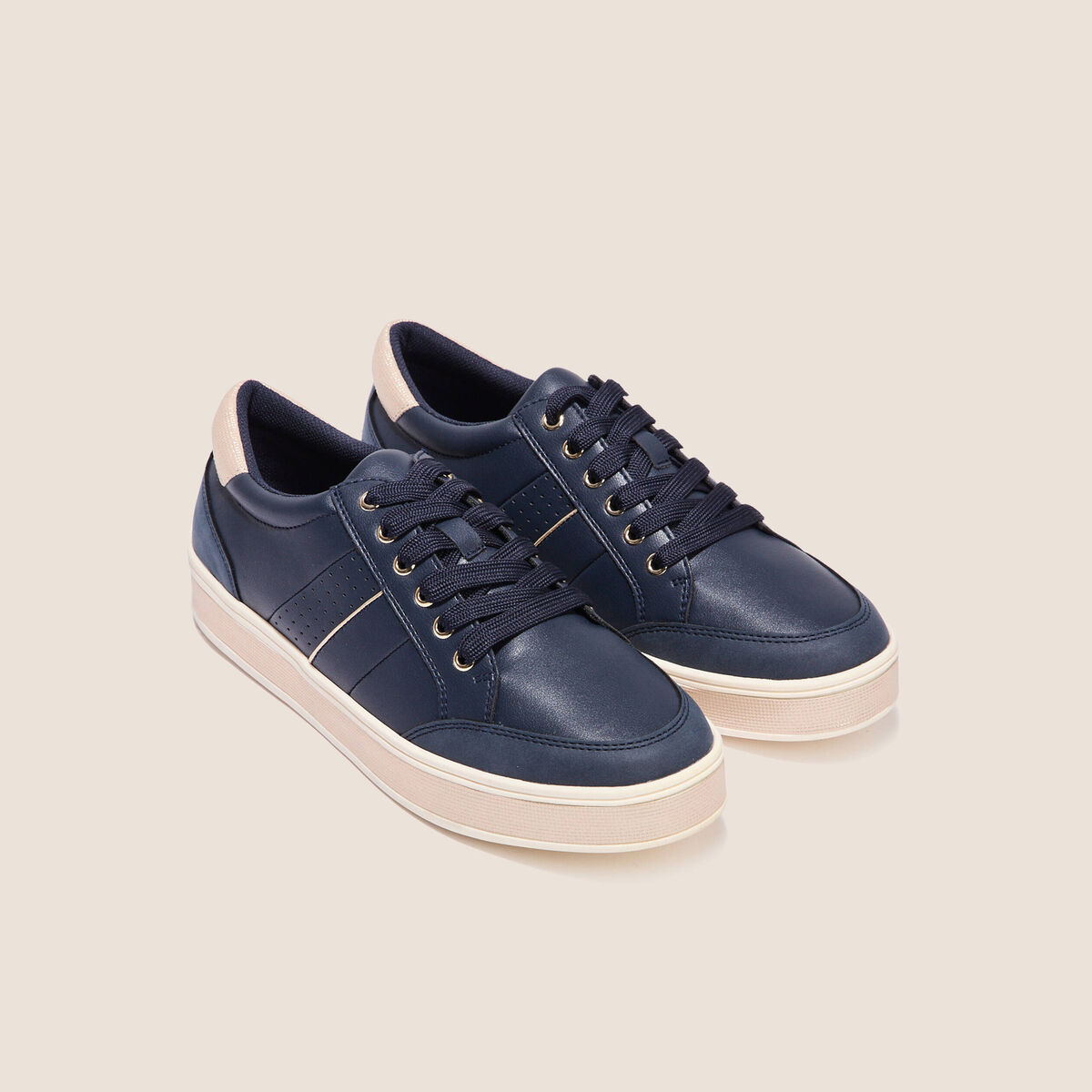 Baskets à lacets bleu marine femme