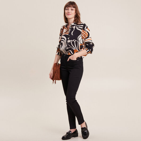 Pantalon léger taille standard long noir femme