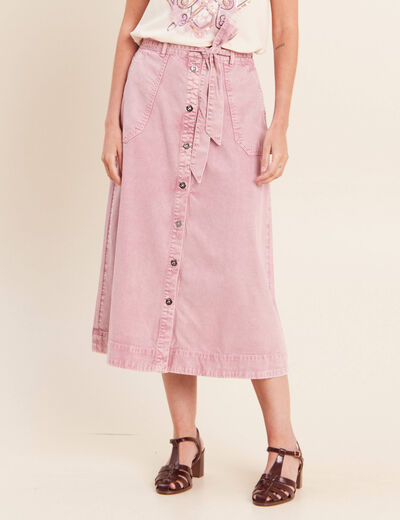 Jupe longue &eacute;vas&eacute;e rose femme