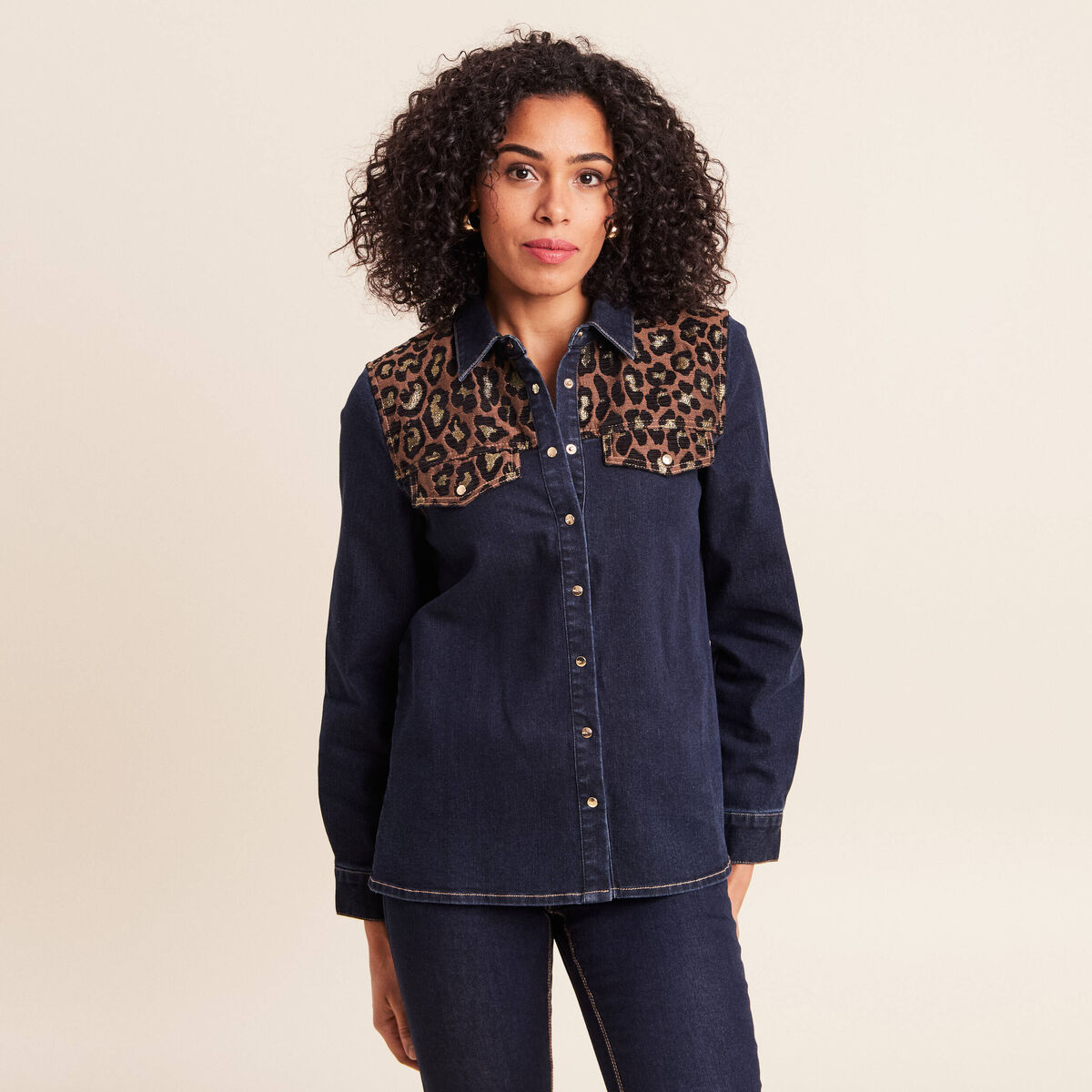 Chemise en jean manches longues denim brut femme