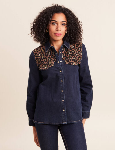 Chemise en jean manches longues denim brut femme